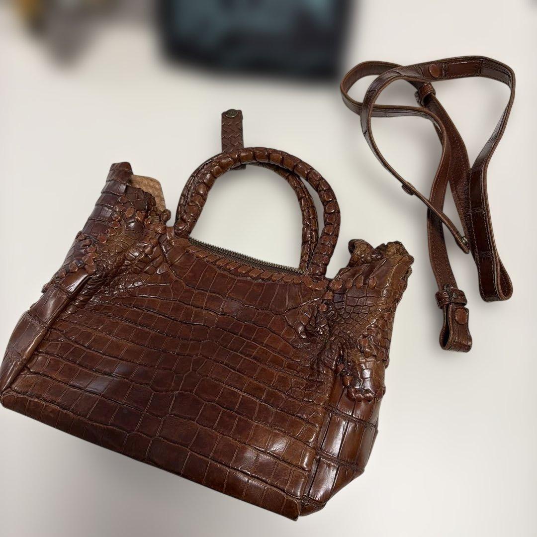 IBIZA　ブラウン　ワニ革　ハンド、ショルダー2wayバッグ　美品！