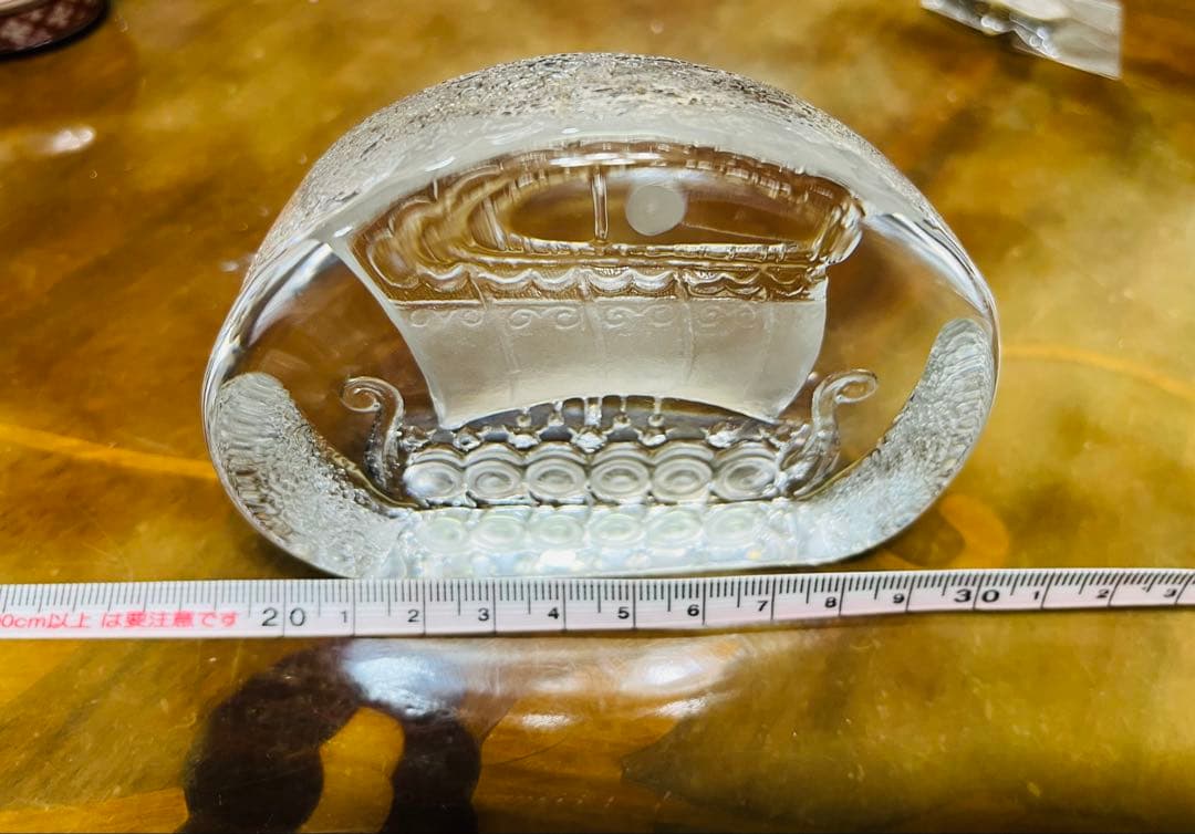 ガラス 船の彫刻 MATTS JONASSON SWEDEN