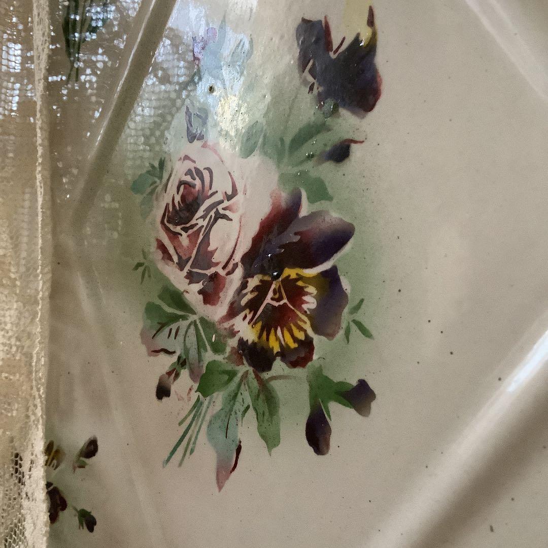 ピンク✧*。japyローズ&パンジーレードルラック フランスアンティーク