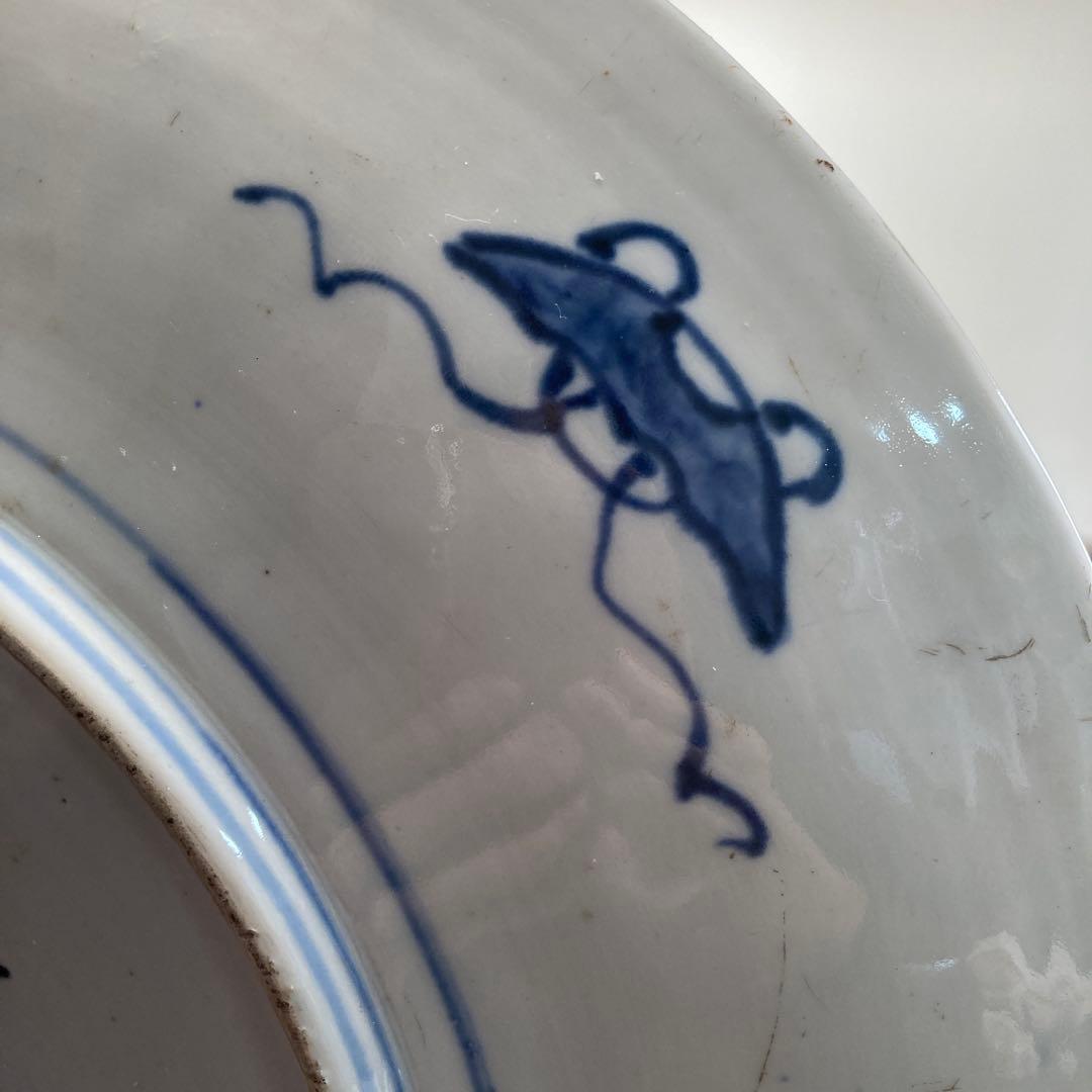 古伊万里　赤絵　幕末　大皿　飾皿　金継ぎあり　37センチ