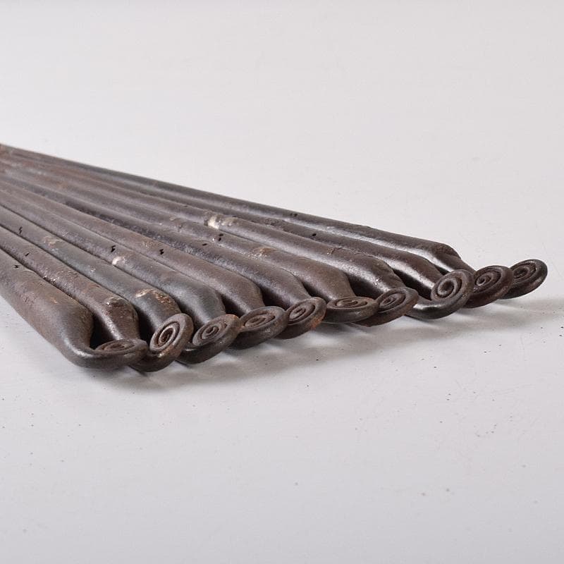 茶道具　釜師　木越三右衛門作　打出し　蕨頭　鉄火箸　五組　共箱　D　R8281