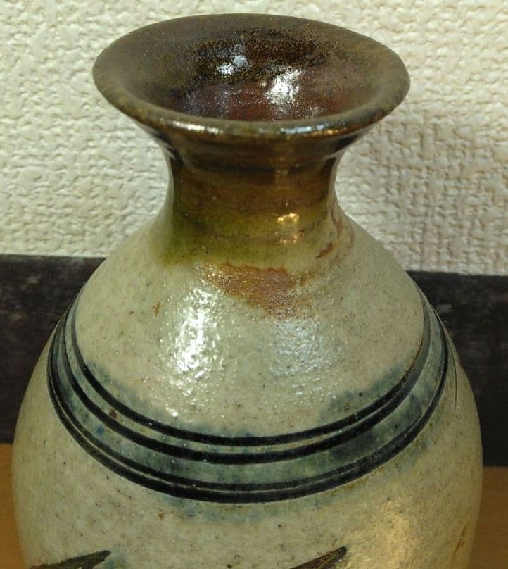 人間国宝 金城次郎 海老魚紋徳利 栞 共箱 美品 壺屋焼 壷屋