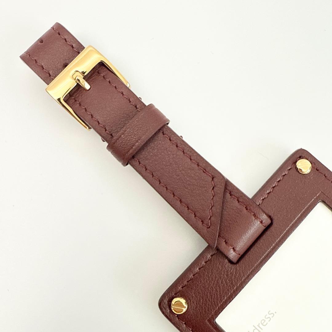 カルティエ マストライン レザー ネームタグ バッグチャーム ボルドー 袋付き1