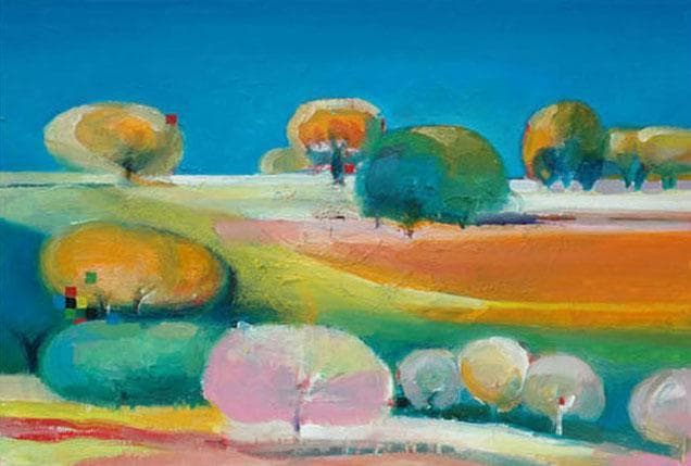 油絵 菅家令子 絵 絵画 インテリア 額付(白) uF6-110809 風景