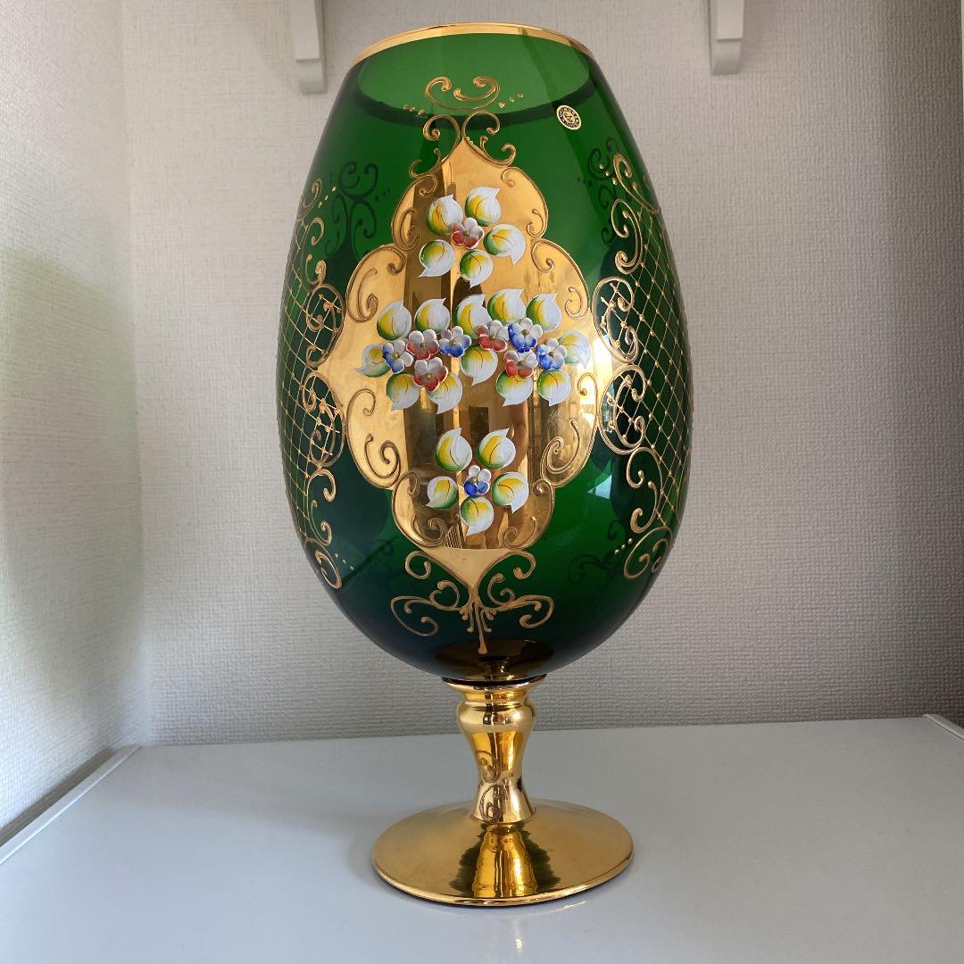 MURANO 特大 45.5㎝ ムラノ ハイエナメル ワイングラス型 特大花瓶