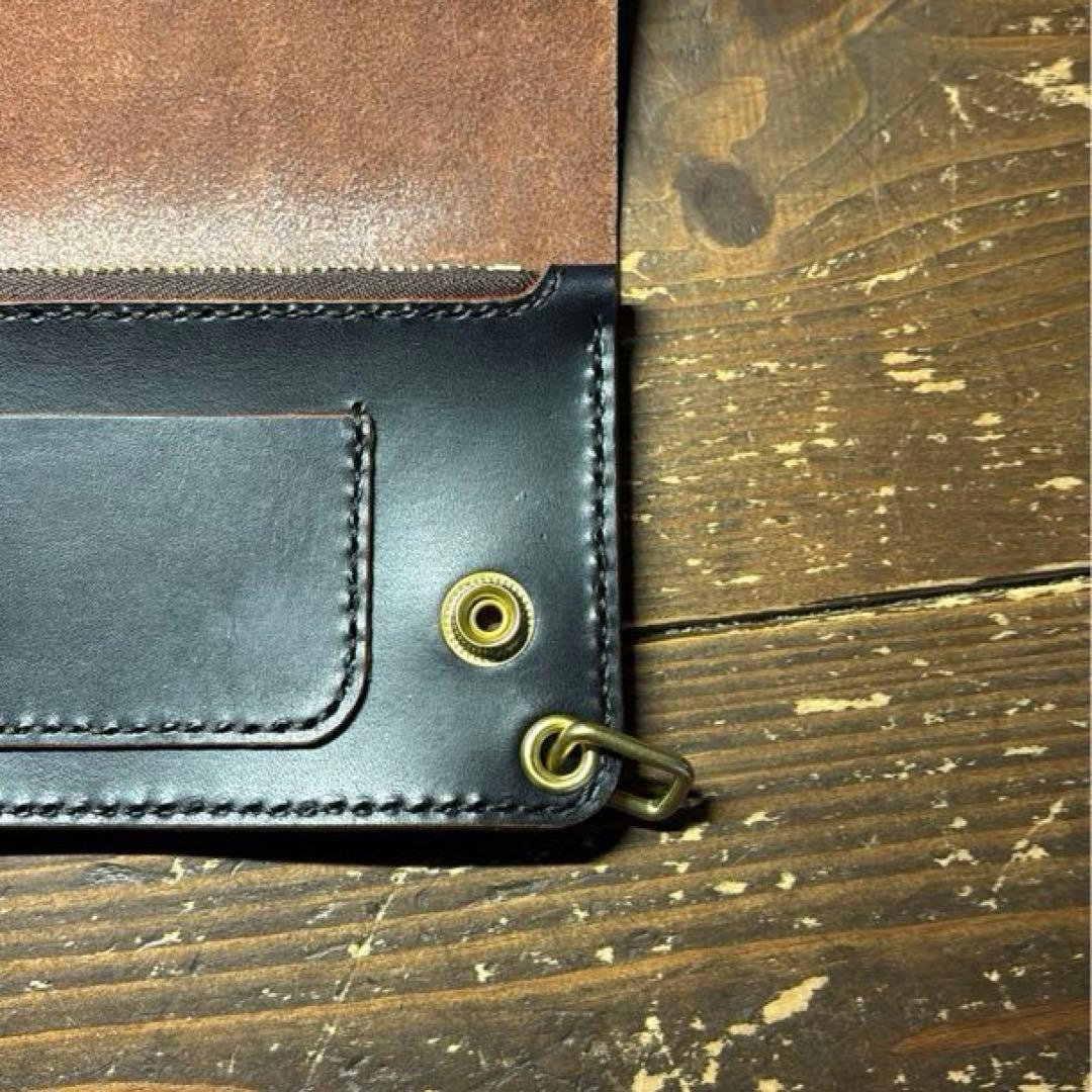 北米ステア ハンドメイド茶芯トラッカーウォレット