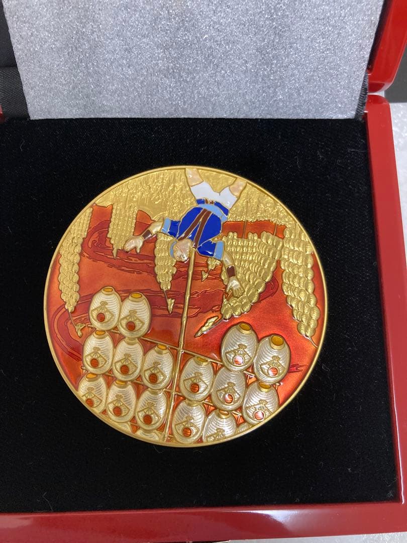七宝章牌 秋田 竿灯まつり 純銀 メダル 金メッキ仕上 160g +
