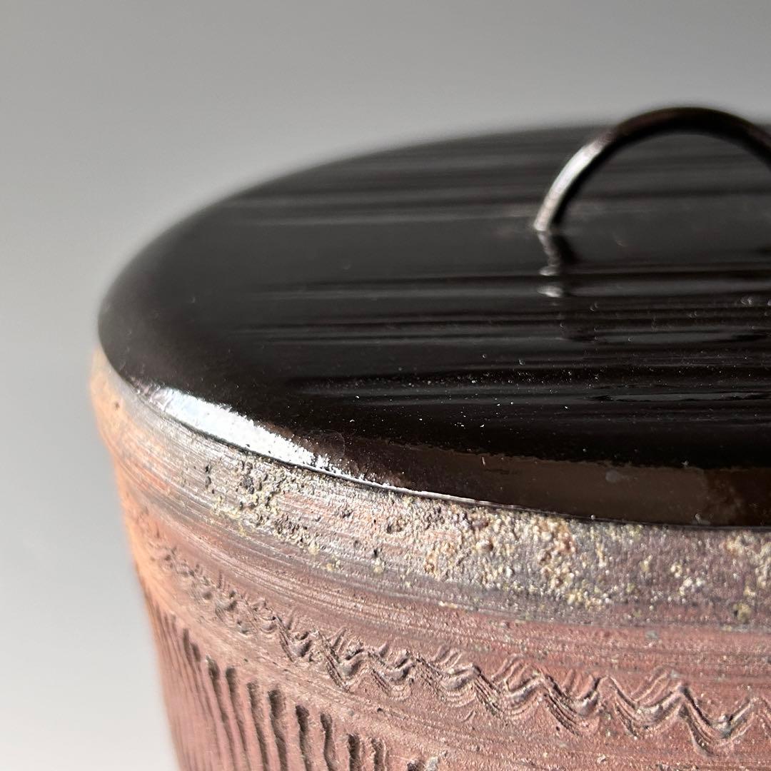 茶道具　丹波焼　南蛮写　縄簾　水指　蓋一閑造　表千家　即中斎宗匠書付　銘 柴垣