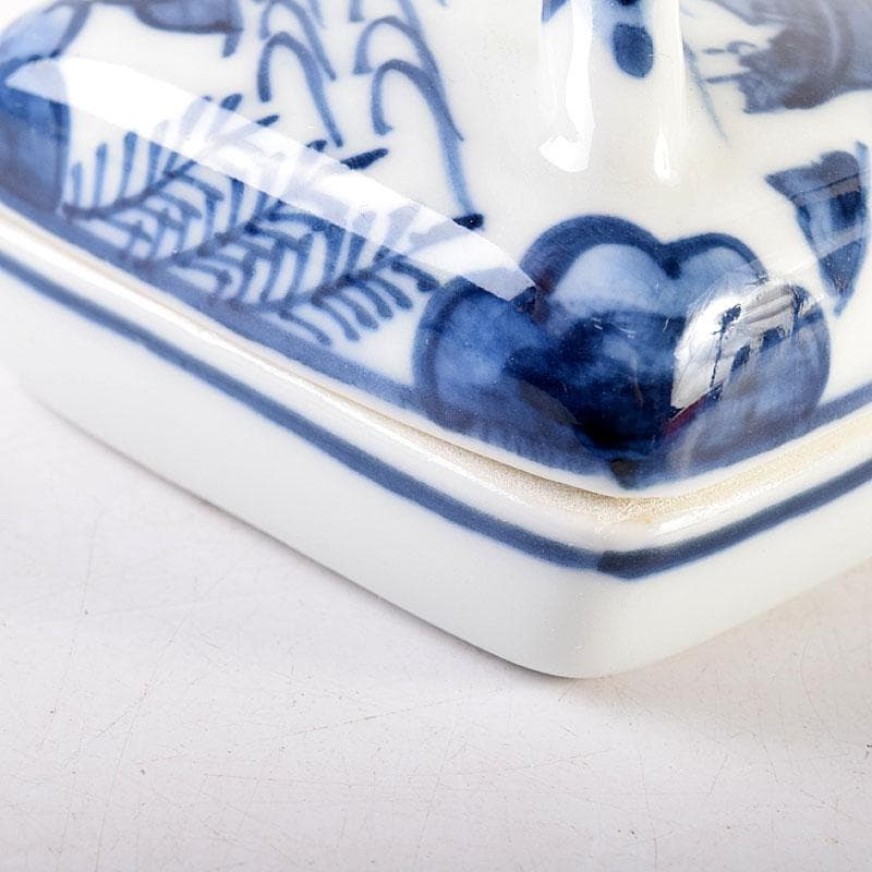 茶道具　京焼　御室窯造　染付　隅田川　香合　共箱　V　7962