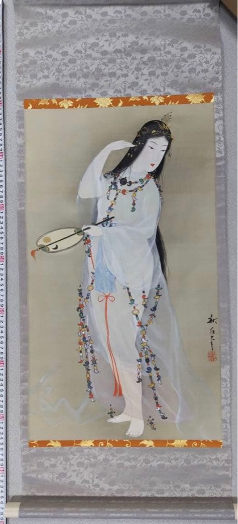 大珍品】天女 掛軸 仏画 仏教美術 羽衣 日本画 古画 人物図 - メルカリ
