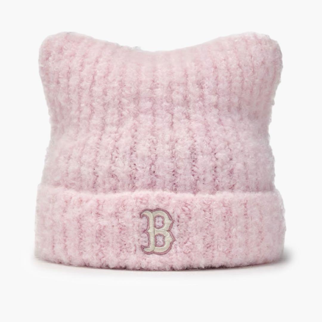 新品】TWS ハンジン カリナ着用 MLB KOREA 猫耳 ニット帽 ピンク