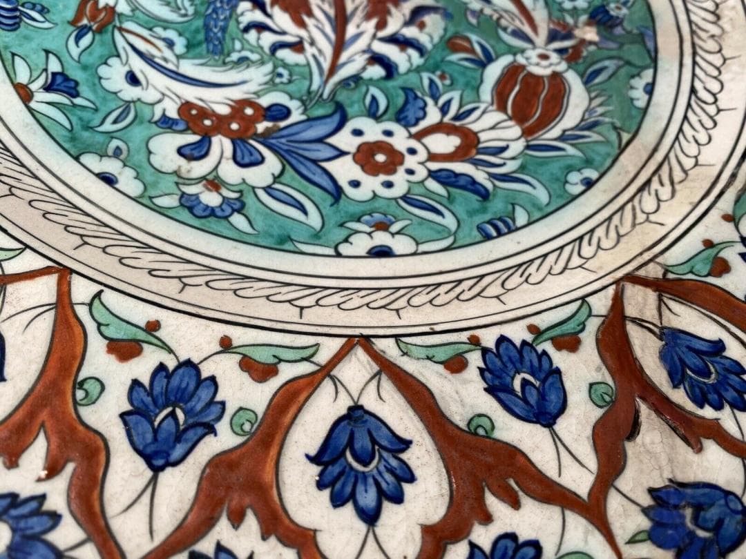 IZNIK陶器 大皿 18世紀 イズニック イズニク オスマントルコ 修復接合品