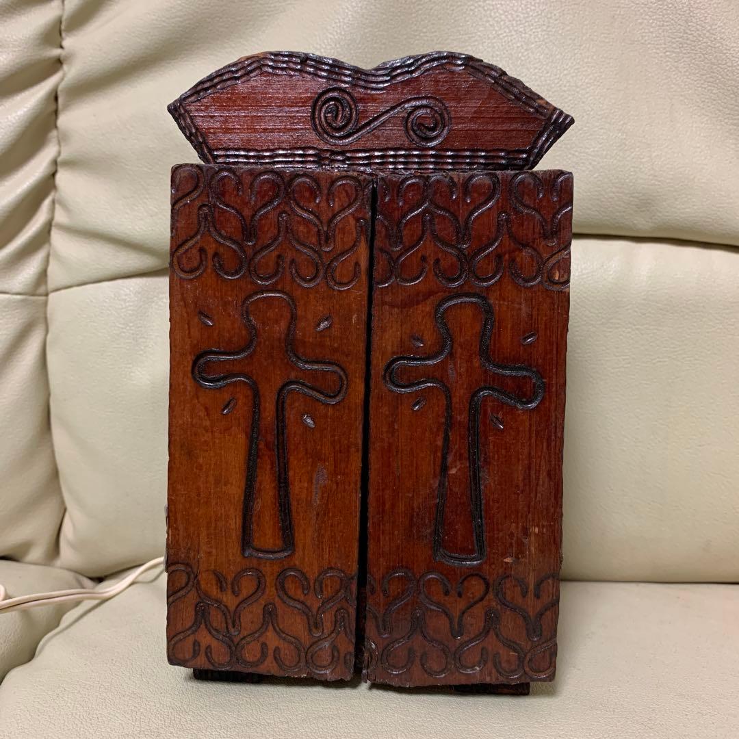 聖母マリアの彫刻入り木製箱 祭壇 キリスト ローライダー チカーノ