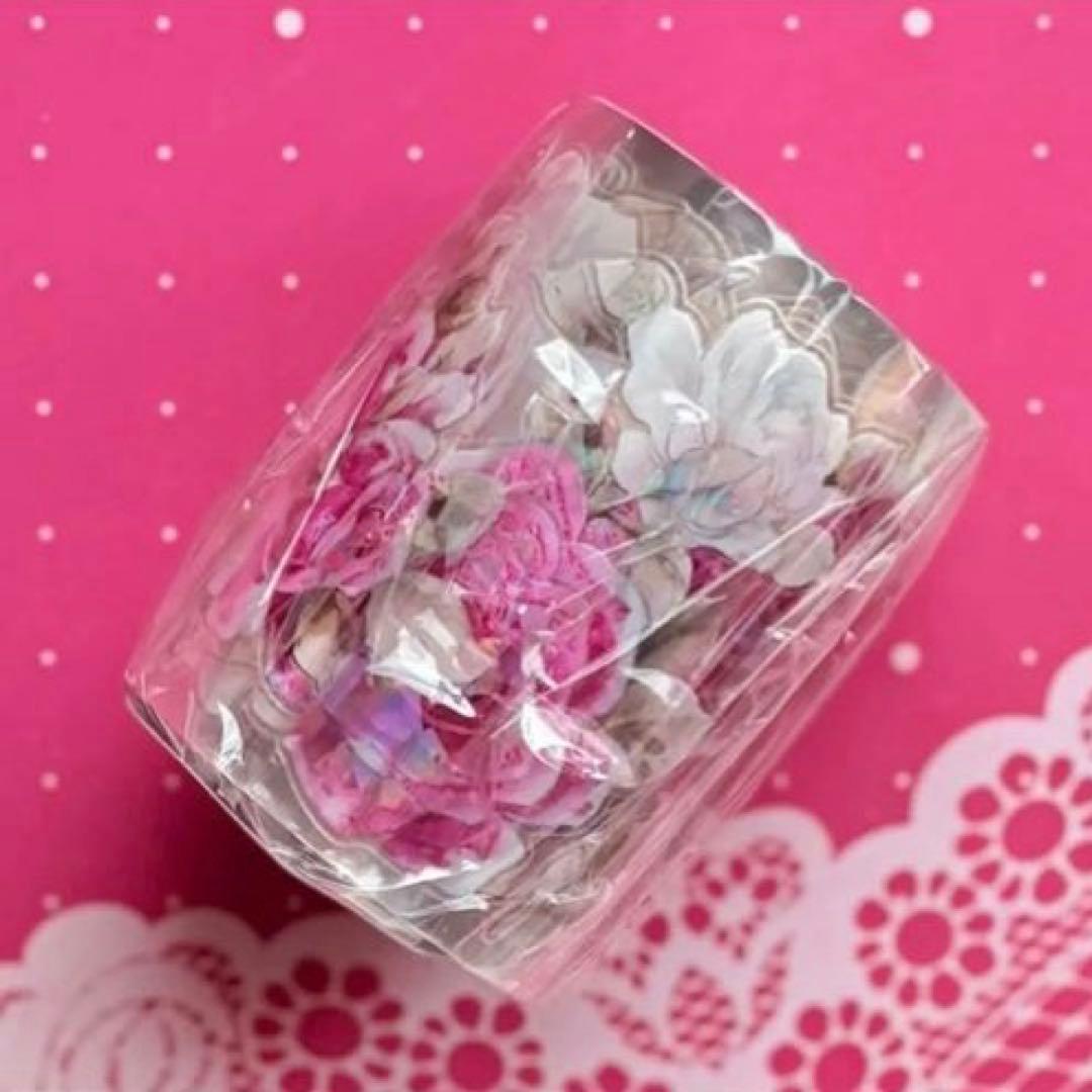 贝壳光 星河紫 ダイカット加工 5.5cm×5m 海外マスキングテープ　花