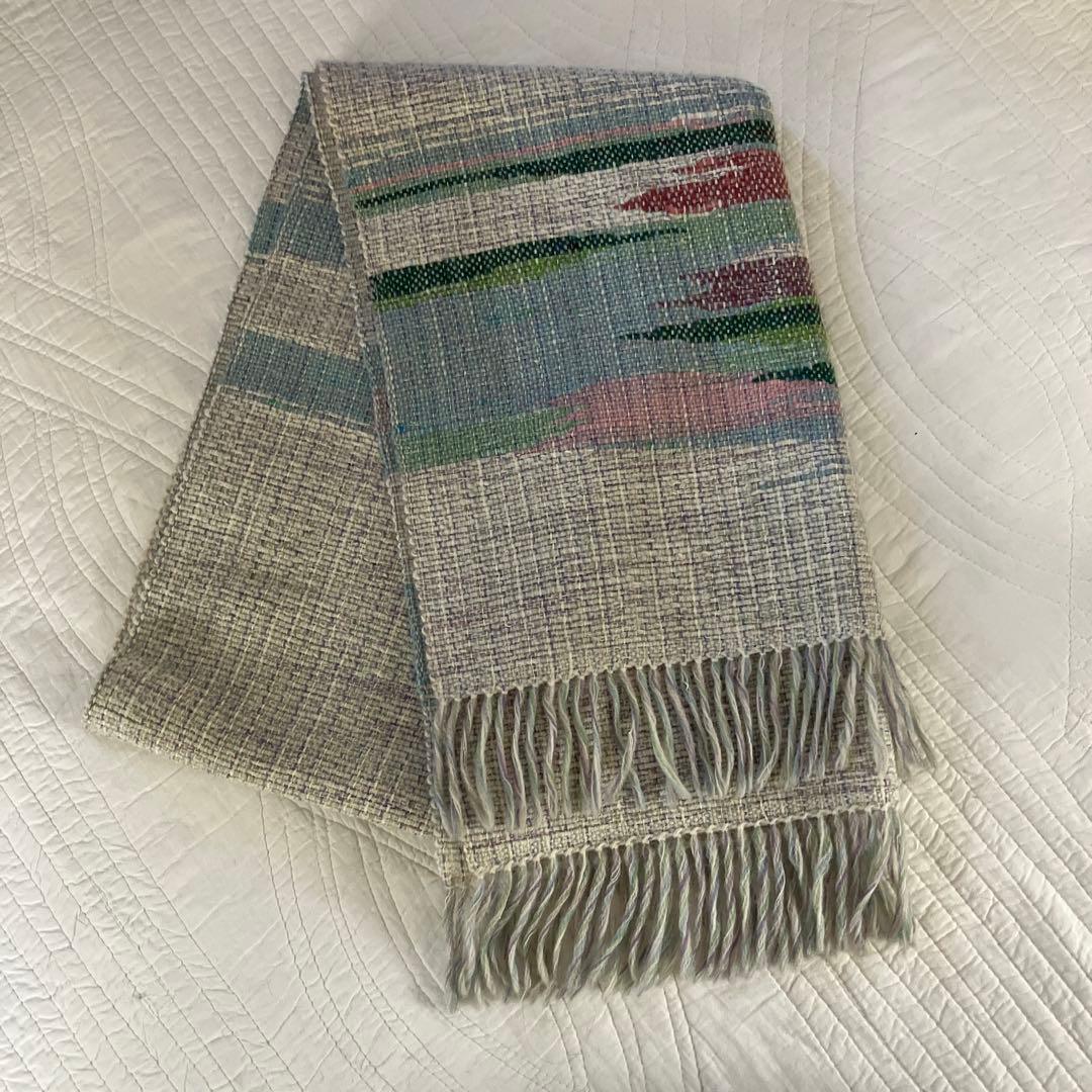 ユーカラ織大判マフラー 北海道優佳良織工芸館 手織りつむぎ 毛100% 優佳良