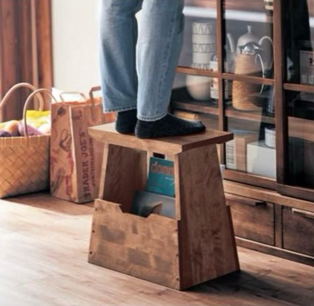 【美品】50%OFF／あたらしくて懐かしい。収納付き踏み台スツール／ベルメゾン