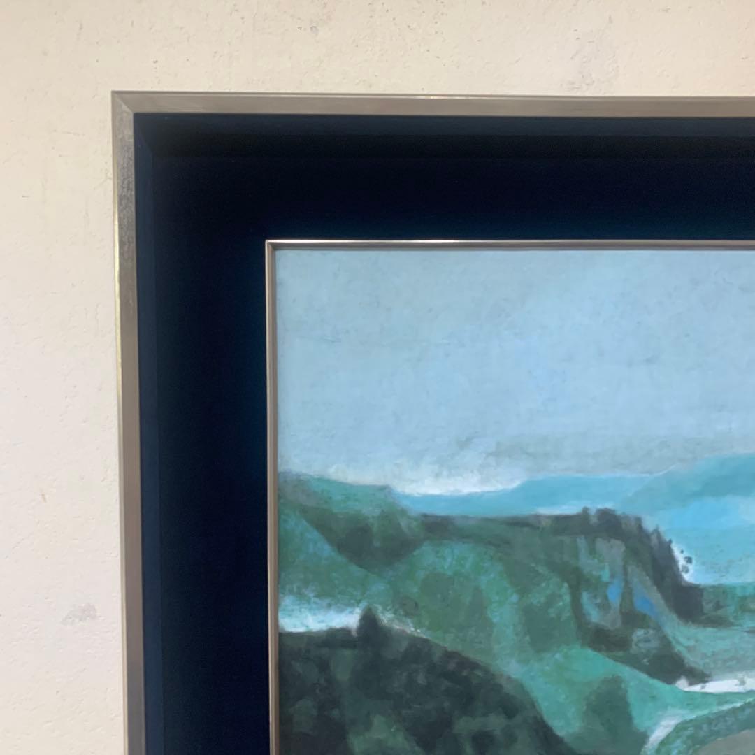 絵画額装 水彩肉筆画 日本画 真作 山本知克 『遠山晨明』オリジナル額装