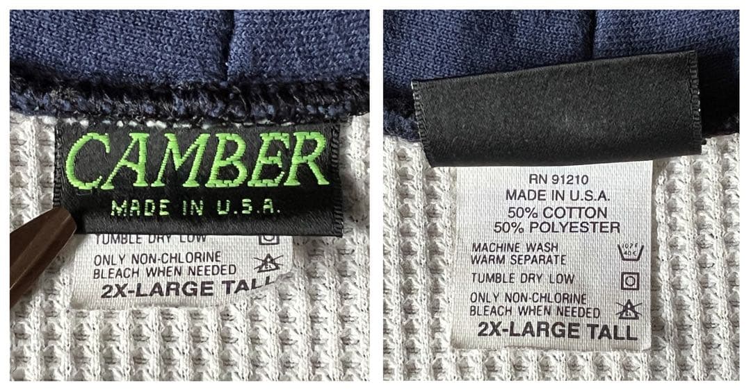 【美品】90s CAMBER ヘビーウェイト サーマル ジップパーカー USA製