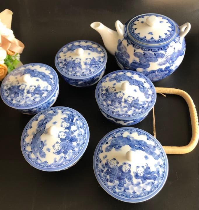 三川内焼 平戸松山作 献上唐子 茶器セット 三川内焼 献上唐子 平戸