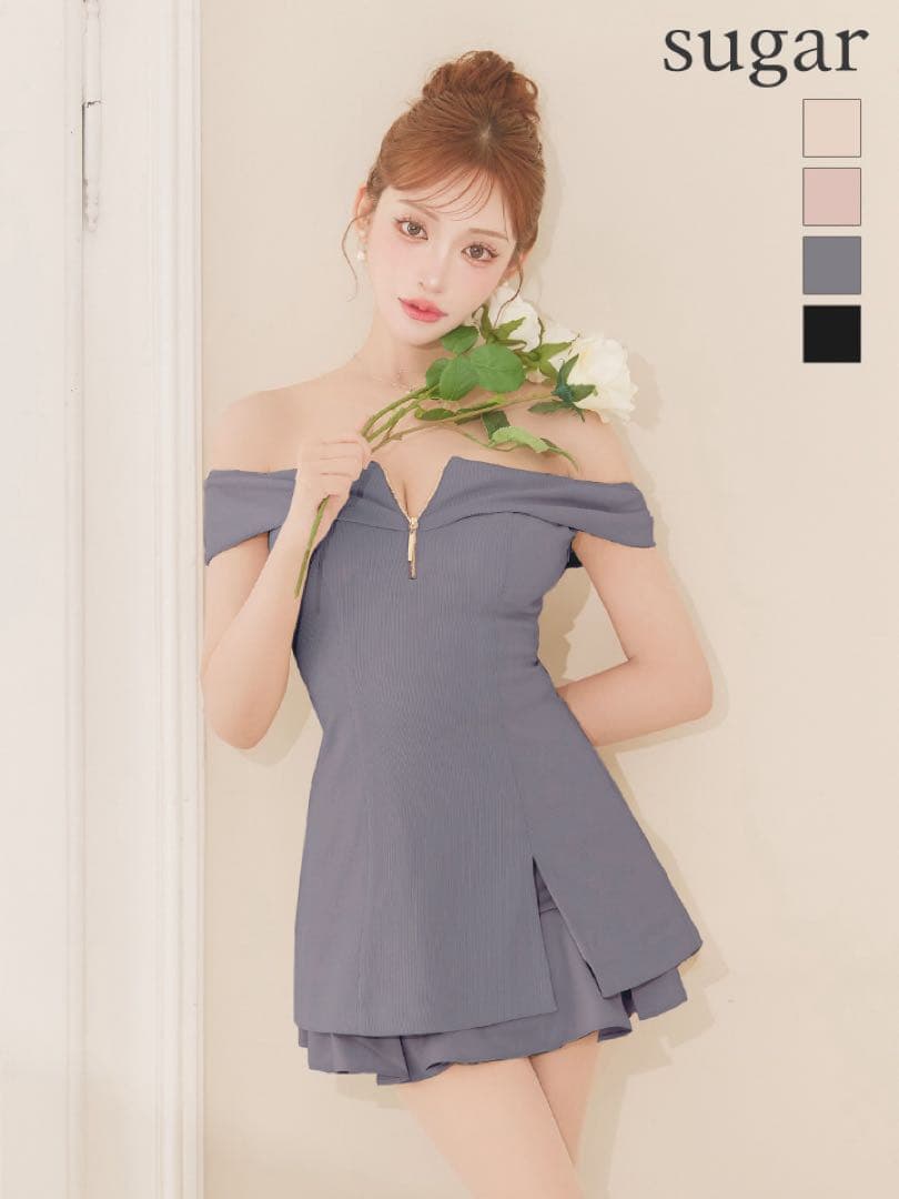 4217 グレーXS ディアバイローブドフルール　Sugar キャバドレス