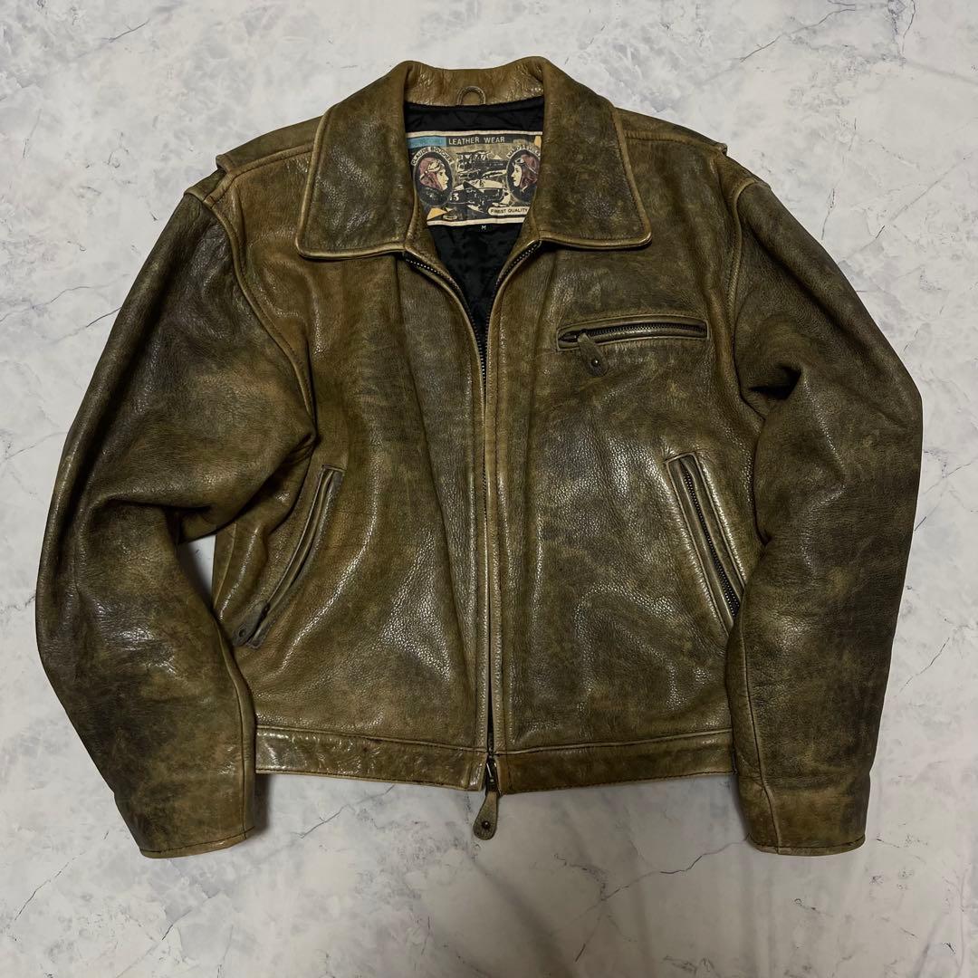vintage レザー シングルライダース　ジャケット 肉厚 本革 M 楽天市場】M~6XL 高級感 本革ジャケット メンズ 牛革 M-65