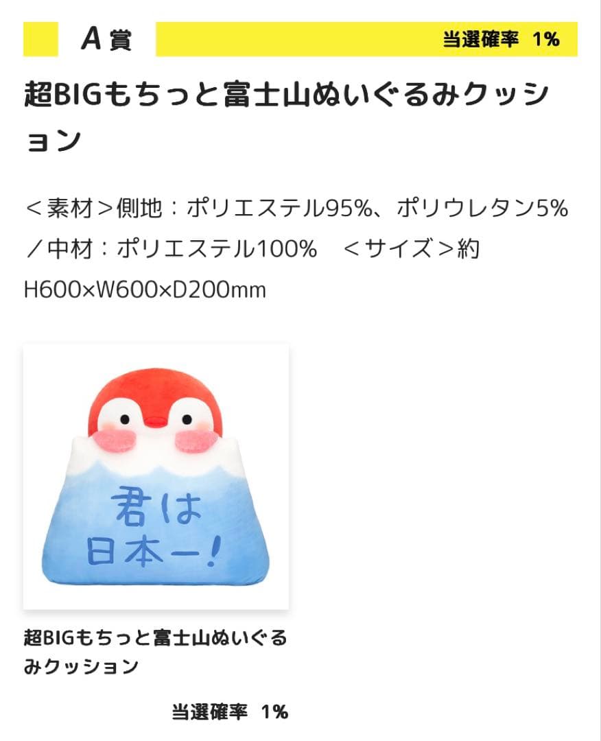 コウペンちゃん　幸運くじ　A賞　B賞　C賞　D賞　E賞