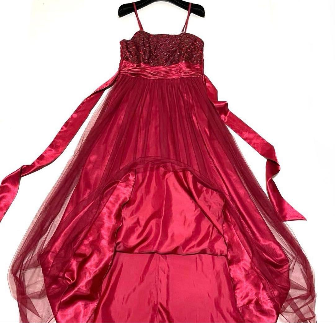 【美品】カラードレス パーティードレス 演奏会 ドレス ロングドレス レッド