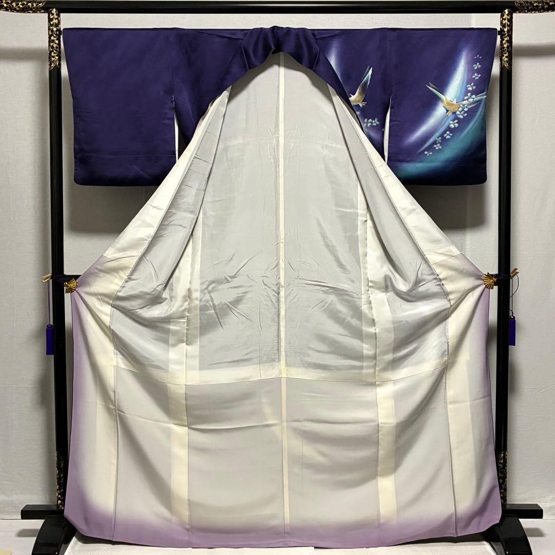 D25 訪問着 秀星 鳥 花模様 正絹 着物 袷 極美品 - メルカリ