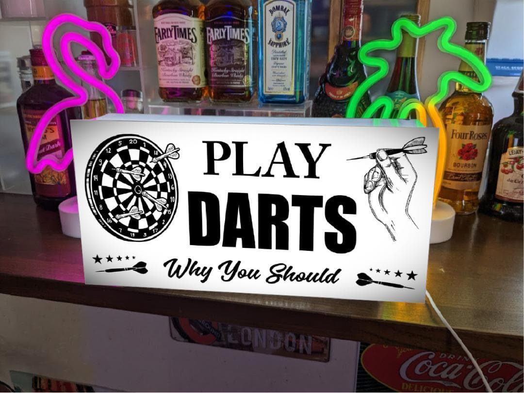 Lサイズ】ダーツ ゲーム プレイ 壁掛け 照明 看板 置物 雑貨 ライトBOX