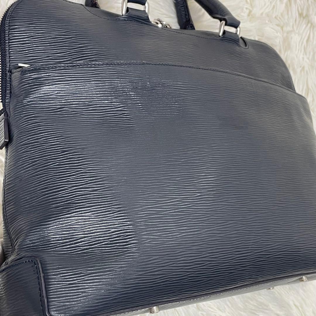 美品 aniary アニアリ ブリーフケース ビジネスバッグ レザー ネイビー