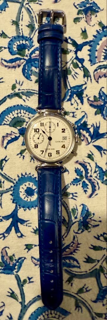 LA SCARA 手巻クロノグラフ腕時計　スターリングシルバー　銀925