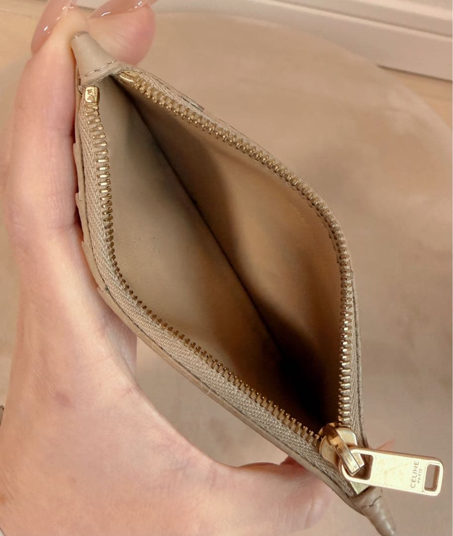 CELINE ベージュ レザー カードケース/ケース