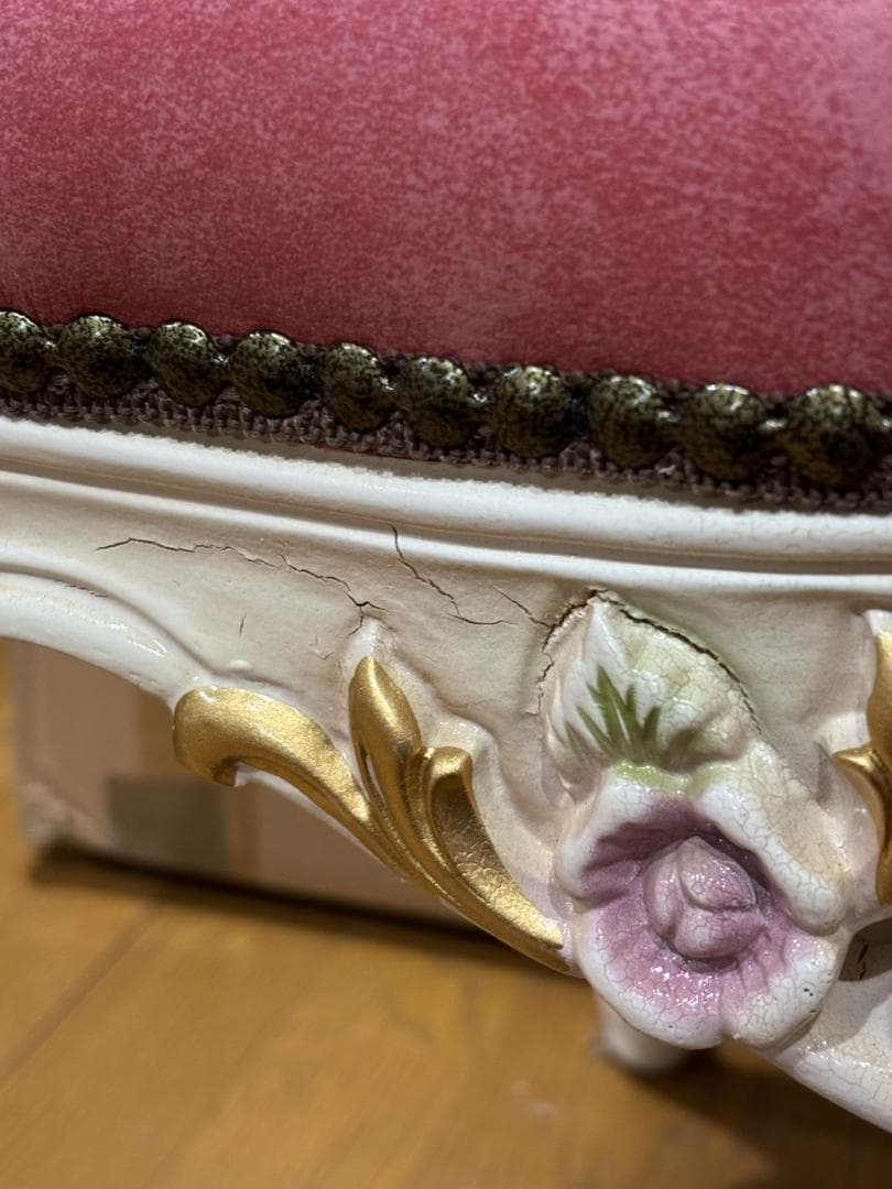 専用 ダイニング5点セット 120cm ロココ 本革 猫脚 テーブルセット