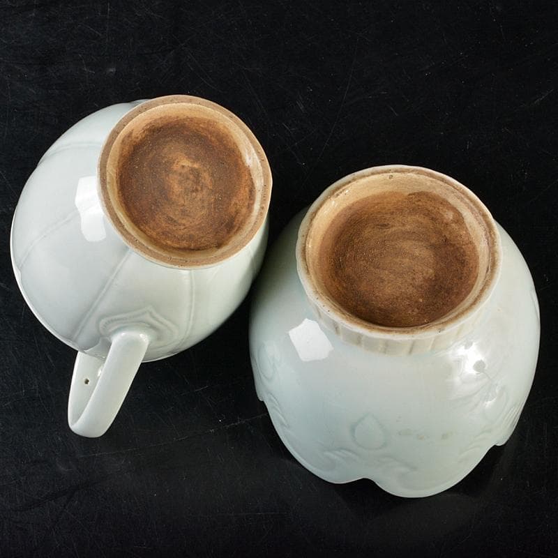 中国 影青 神獣摘 執壷 水注 輪花鉢 2点まとめて 時代箱付 M R6422B