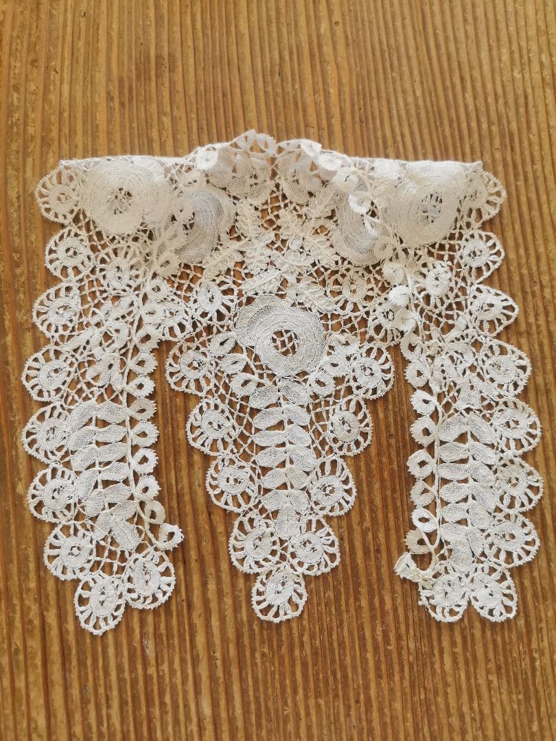 アンティーク繊細なブリュッセル デュセスレース ロングラペット付け襟