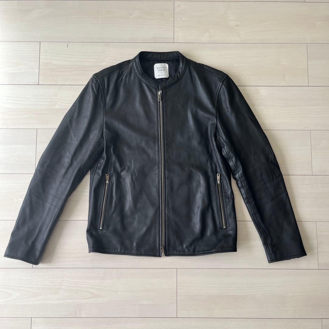UNITED TOKYO ラムレザーシングルライダース UNITED TOKYO ラムレザー シングルライダースジャケット 羊革 黒