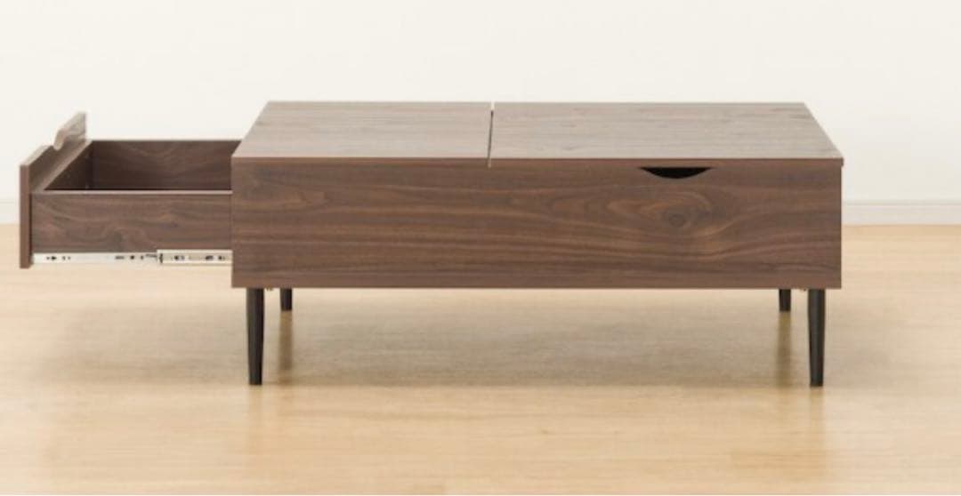 ニトリ ローテーブル ブラウン 木製 リフトアップ可 収納あり