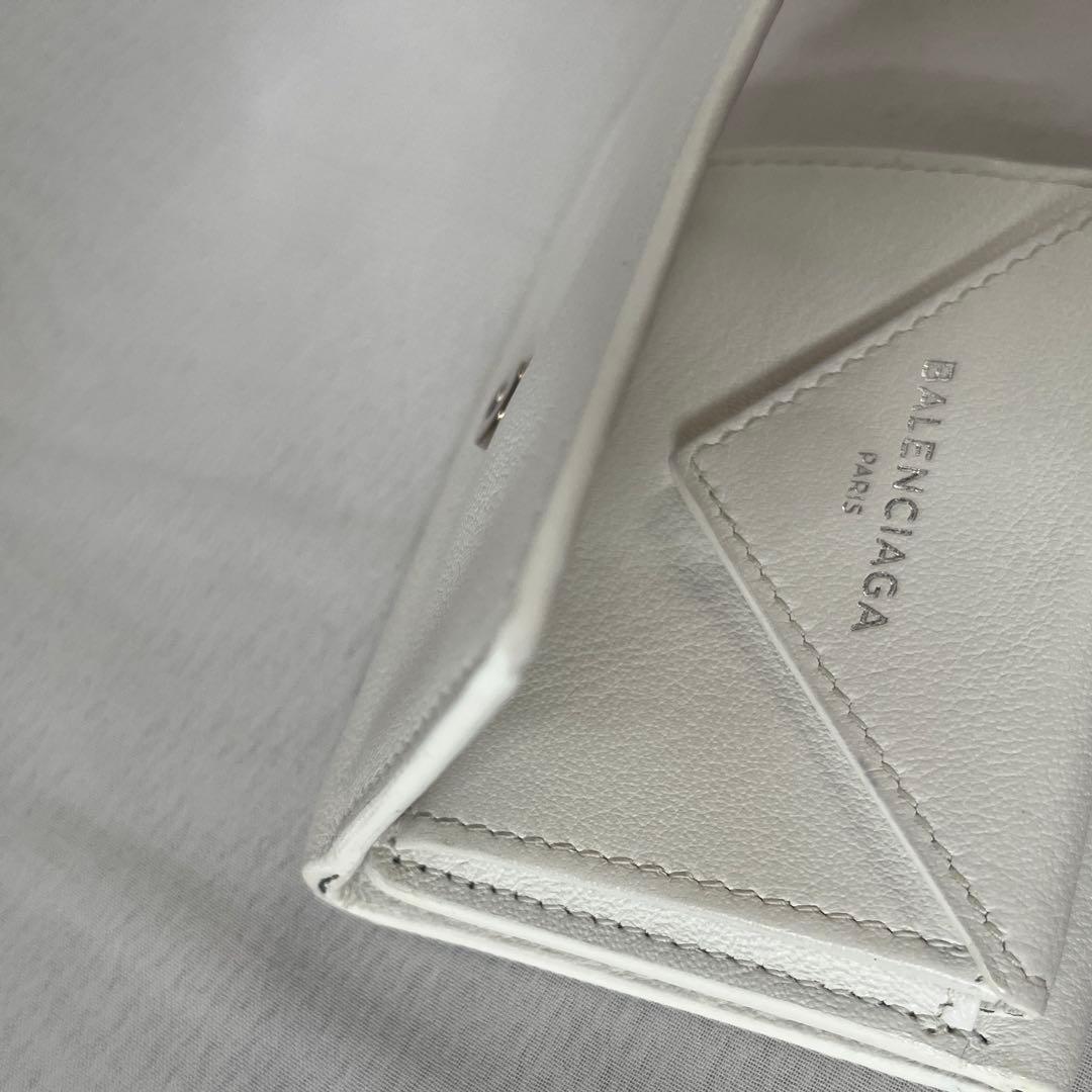 BALENCIAGA ペーパー ミニウォレット 三つ折り財布 白