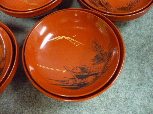 朱塗 沈金 月夜に舟図 吸物椀 10個 [B31538] - メルカリ