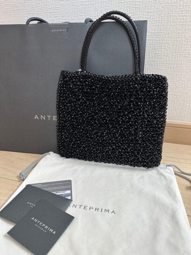 アンテプリマ ワイヤーバッグ スタンダードスクエアミディアム　ブラック新品