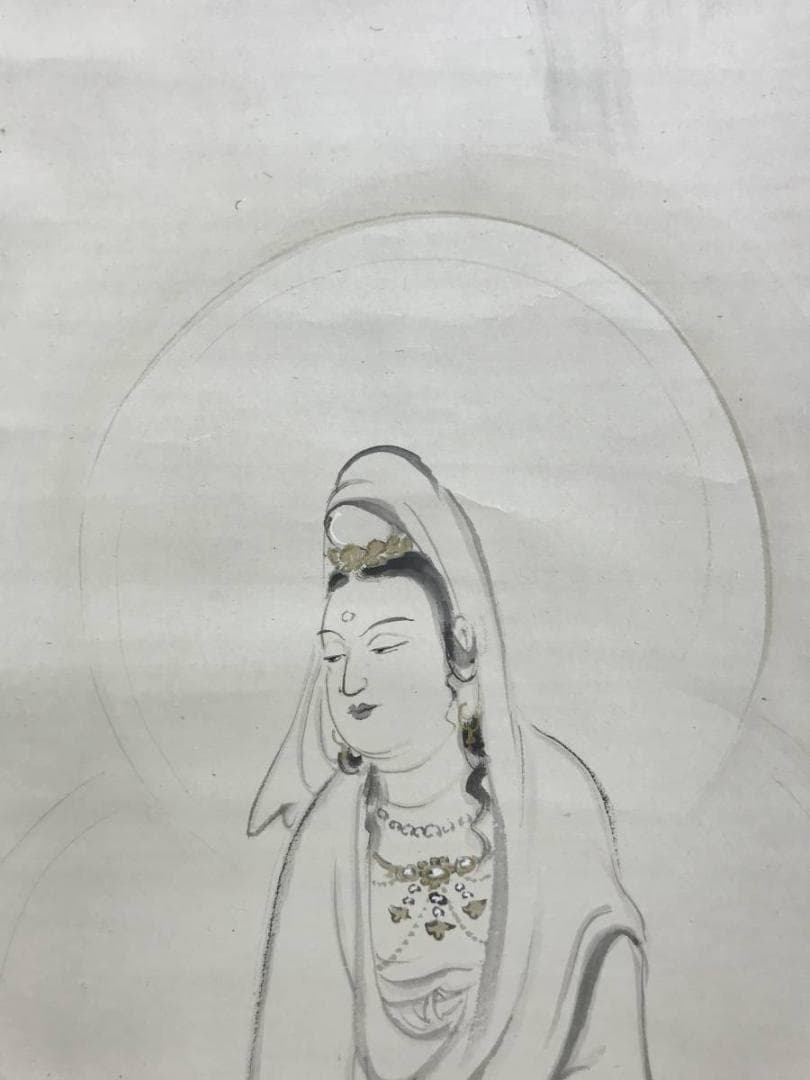【真作】織田観潮/白衣観音図/観音図/カンノン図/掛軸/名家伝来/AD-287