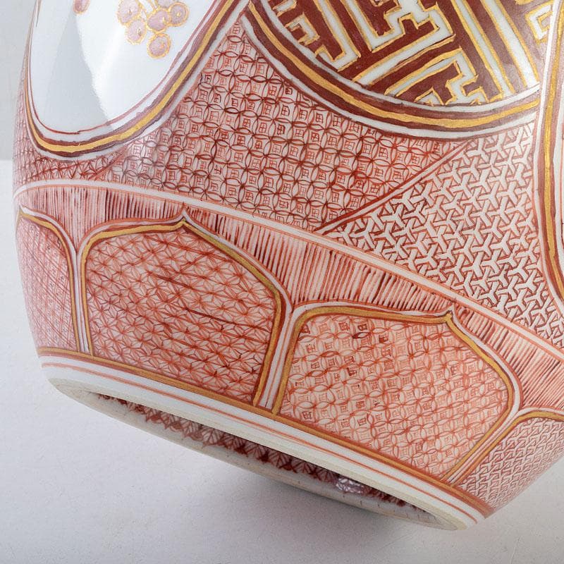 九谷焼 北山堂 赤絵金彩 瑞果文 花瓶 共箱 F R9158B - メルカリ