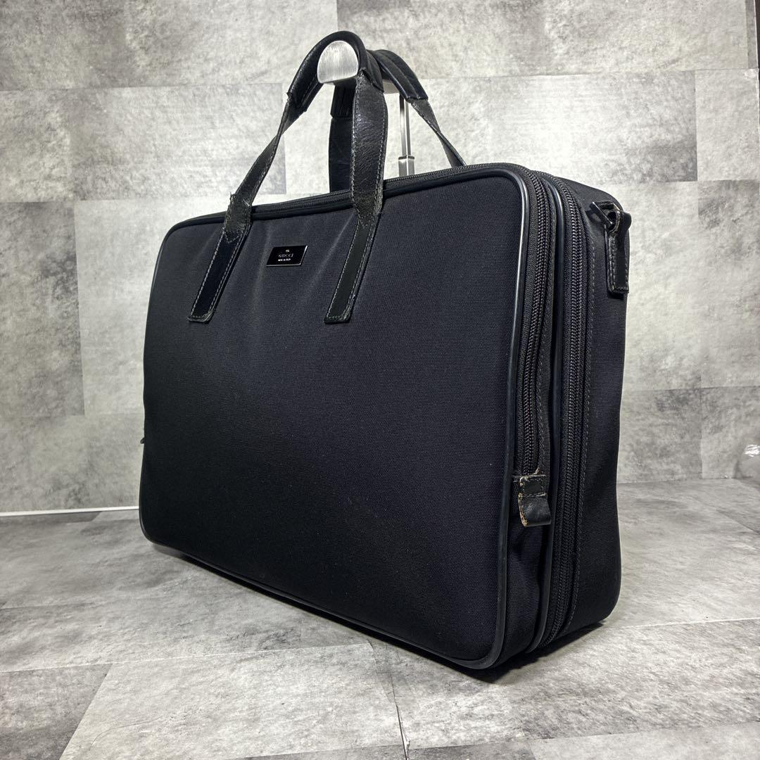 【訳あり】GUCCI グッチ ビジネスバッグ パソコンバッグ ナイロン ブラック