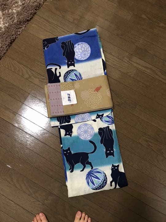 幅広シュシュ(青)つまみ細工付き、わんちゃん猫ちゃん用 短毛シュシュ