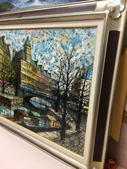 油絵手書き原画  ベニスの運河  イタリア画家バツシーニ作品大作