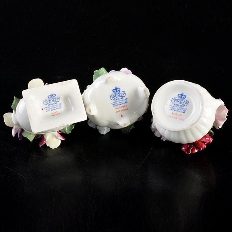 AYNSLEY エインズレイ 陶花 置物 3点まとめて C 6311