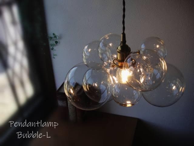 ポポラート　バブルガラスペンダントランプクリアLペンダントライト バブルガラスペンダントランプクリアガラスボールシャンデリア
