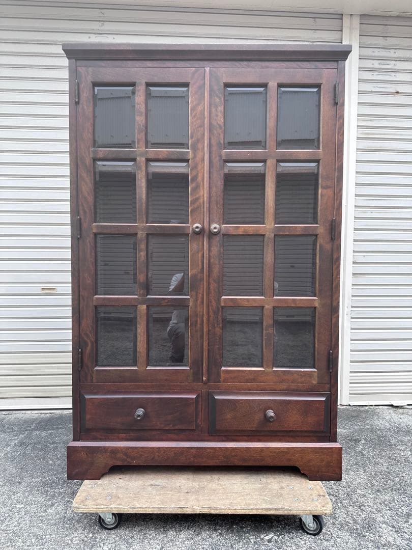 北海道民芸家具 樺材 和光 書庫 本棚 書棚 飾り棚 キャビネット 食器棚