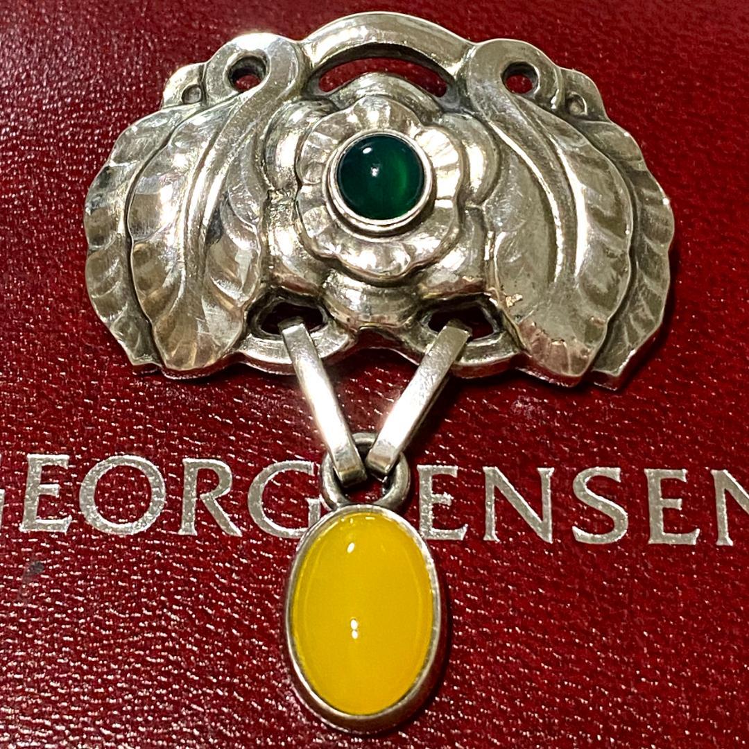 超美品ジョージジェンセン2008年色石揺れるブローチ