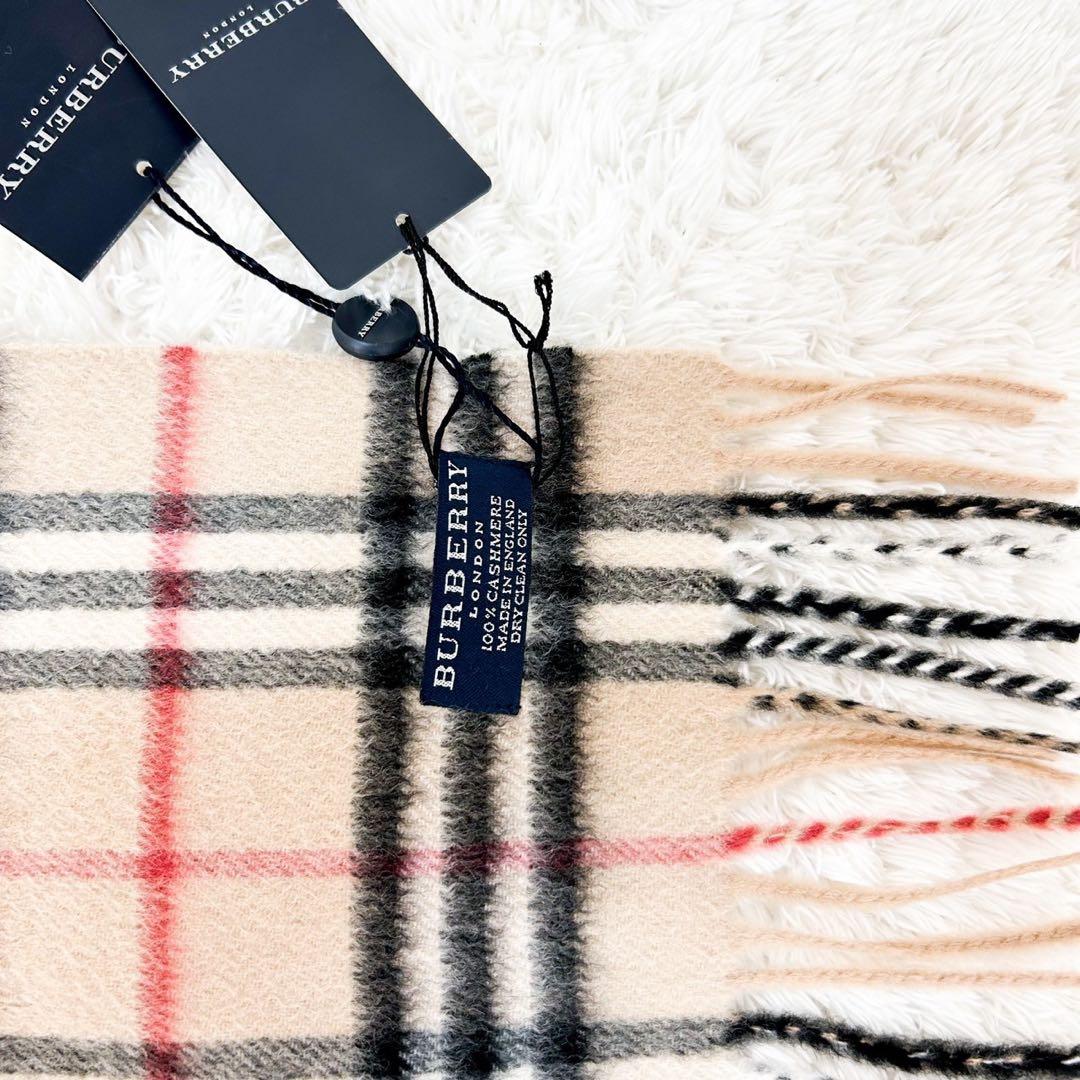 バーバリーマフラー100％カシミアノバチェックタグ付 未使用品